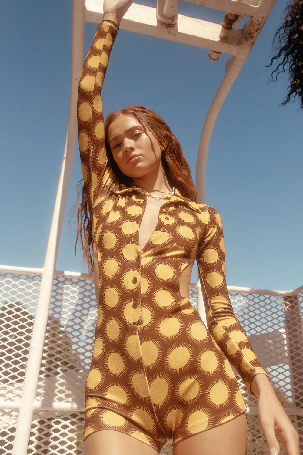 Holden Terry Long Sleeve Romper - Golden sold by Frankie's Bikinis