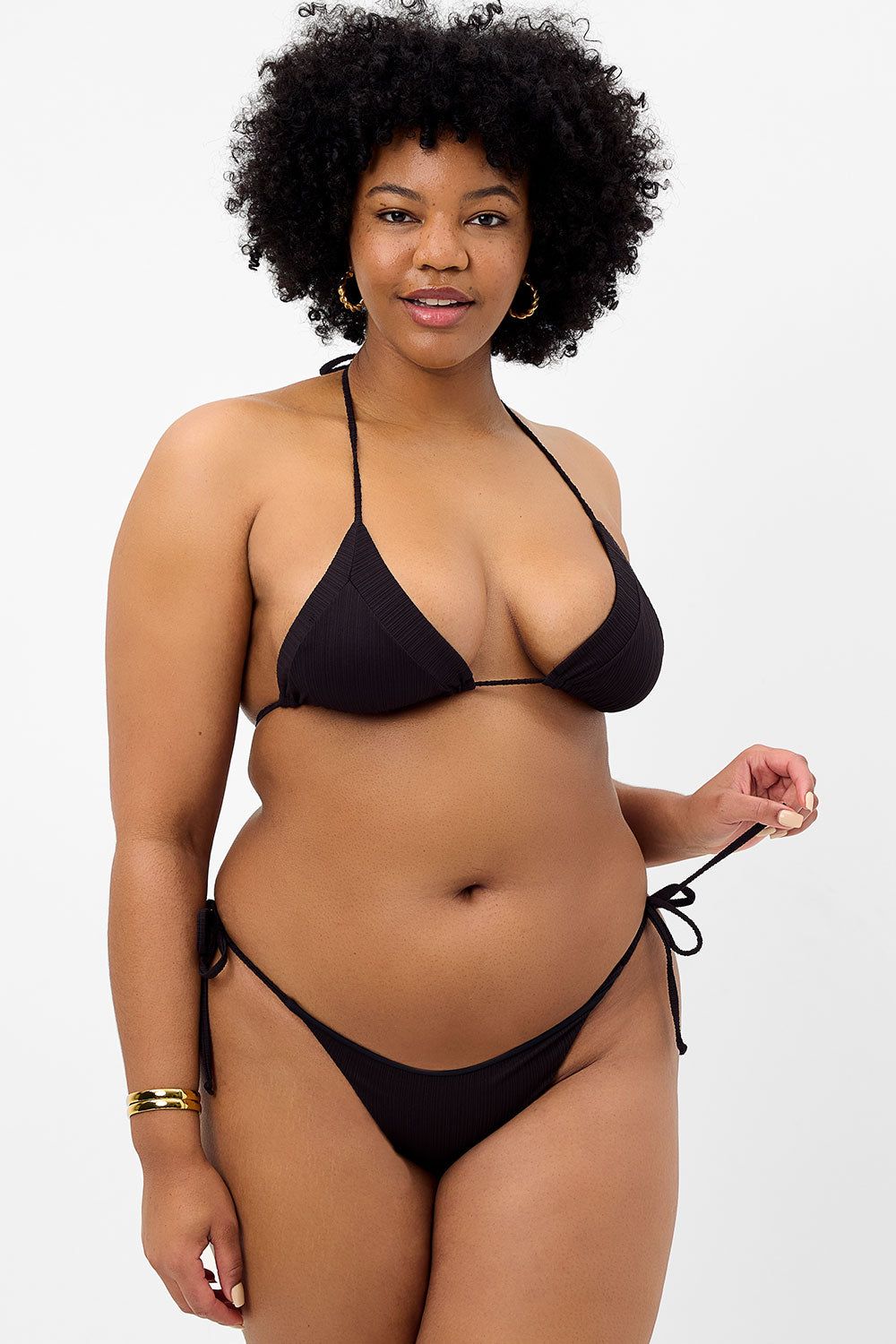 Sky Plissé String Bikini Bottom - Black - Extended sold by Frankie's Bikinis product image thumbnail 2