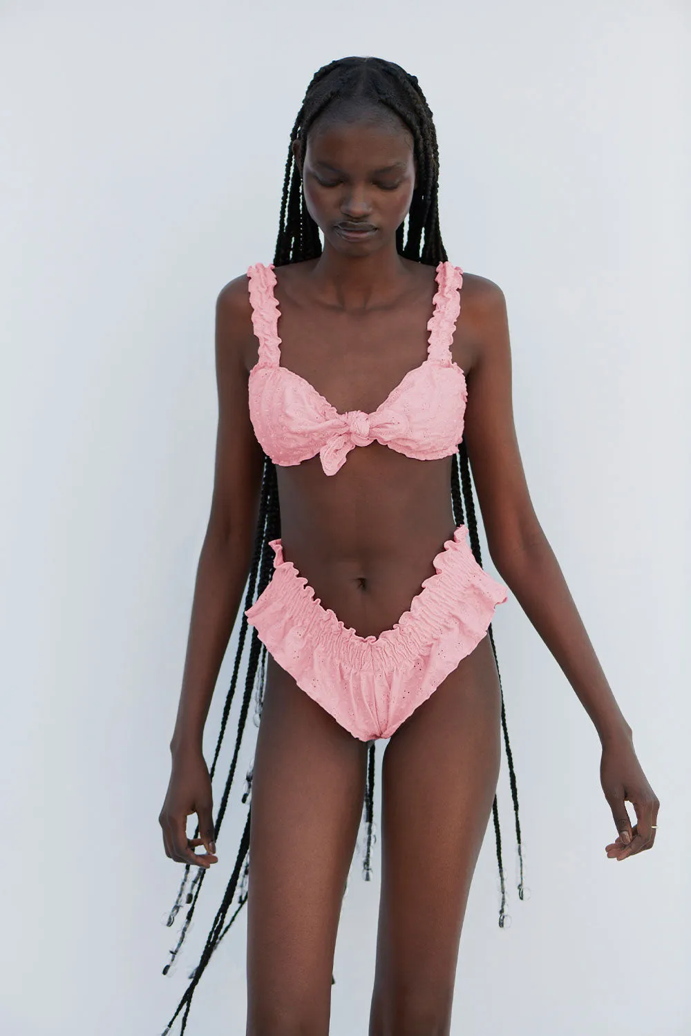 Pippa Eyelet Shine Bikini Bottom - Cherry Blossom sold by Frankie's Bikinis product image thumbnail 3