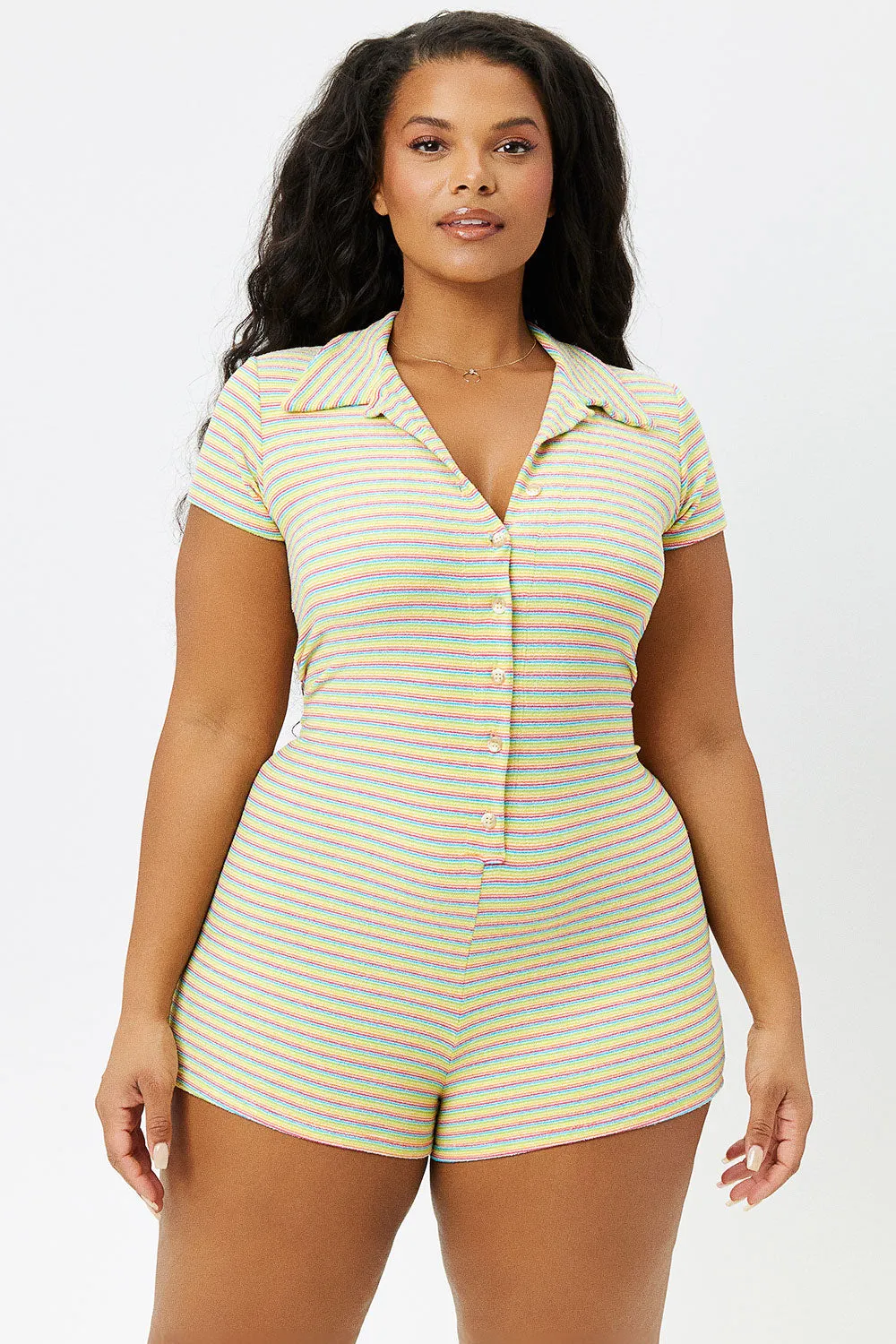 Rose Terry Romper - Lovers Stripe Terry sold by Frankie's Bikinis product image thumbnail 2