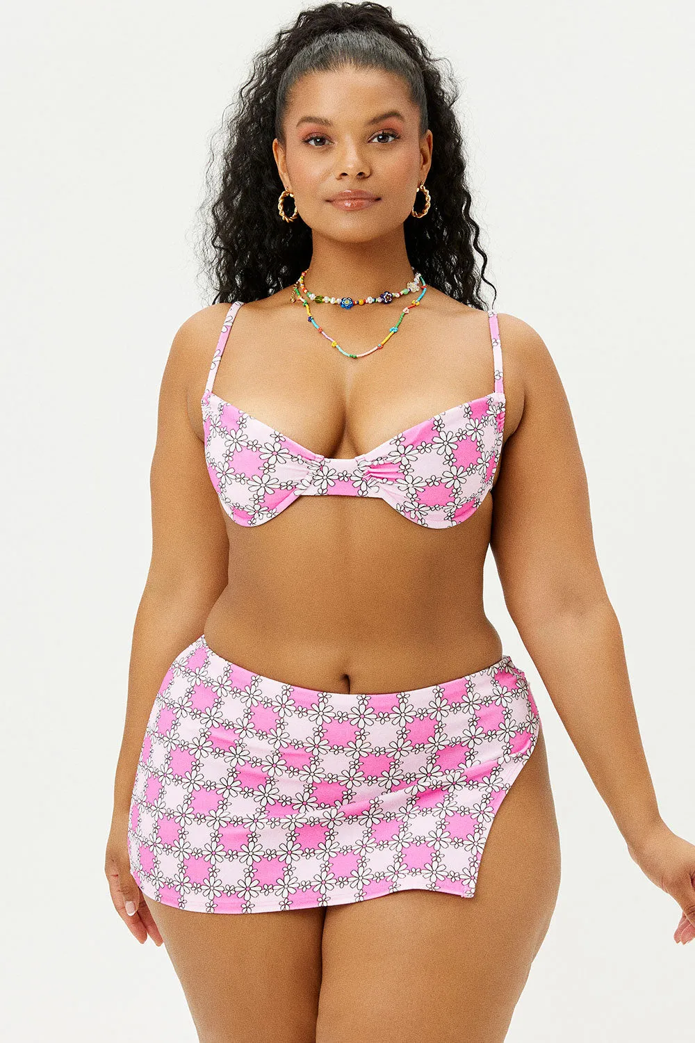 Marty Terry Swim Skirt Bikini Bottom - Pink Daisy sold by Frankie's Bikinis product image thumbnail 2
