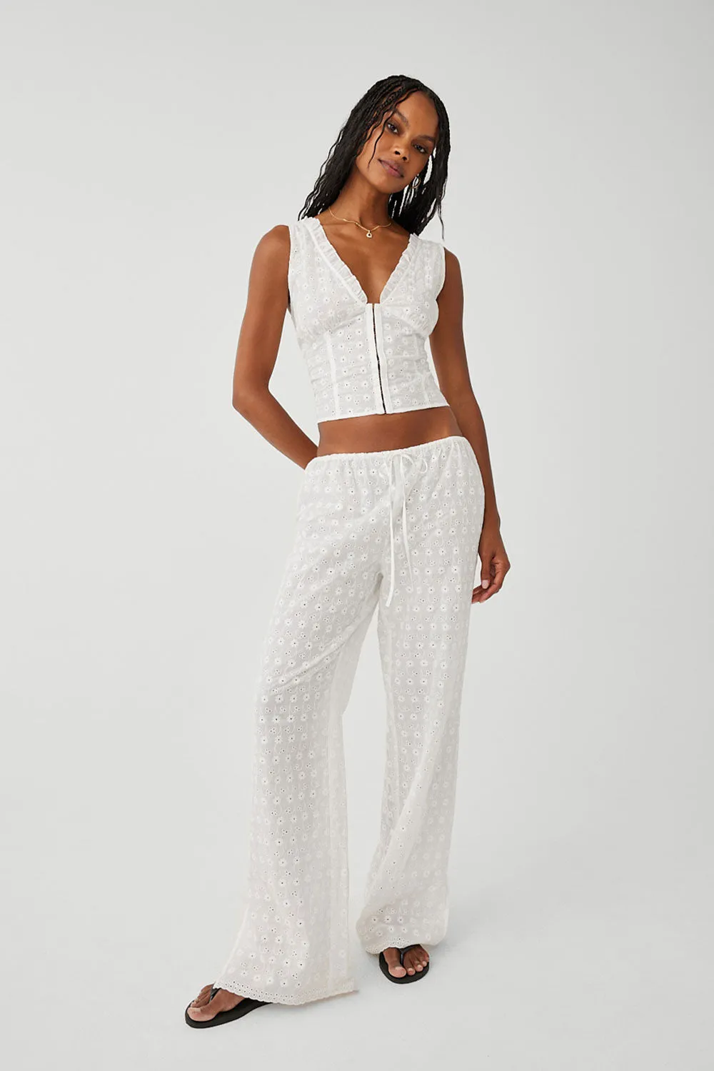 Daisy Eyelet Low Rise Pant - White sold by Frankie's Bikinis product image thumbnail 4