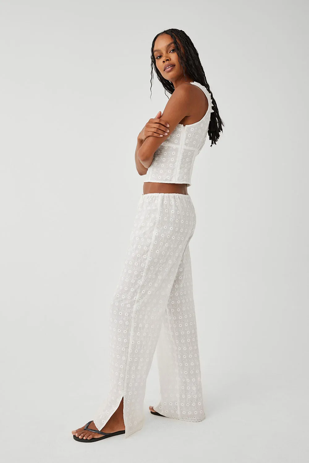 Daisy Eyelet Low Rise Pant - White sold by Frankie's Bikinis product image thumbnail 5