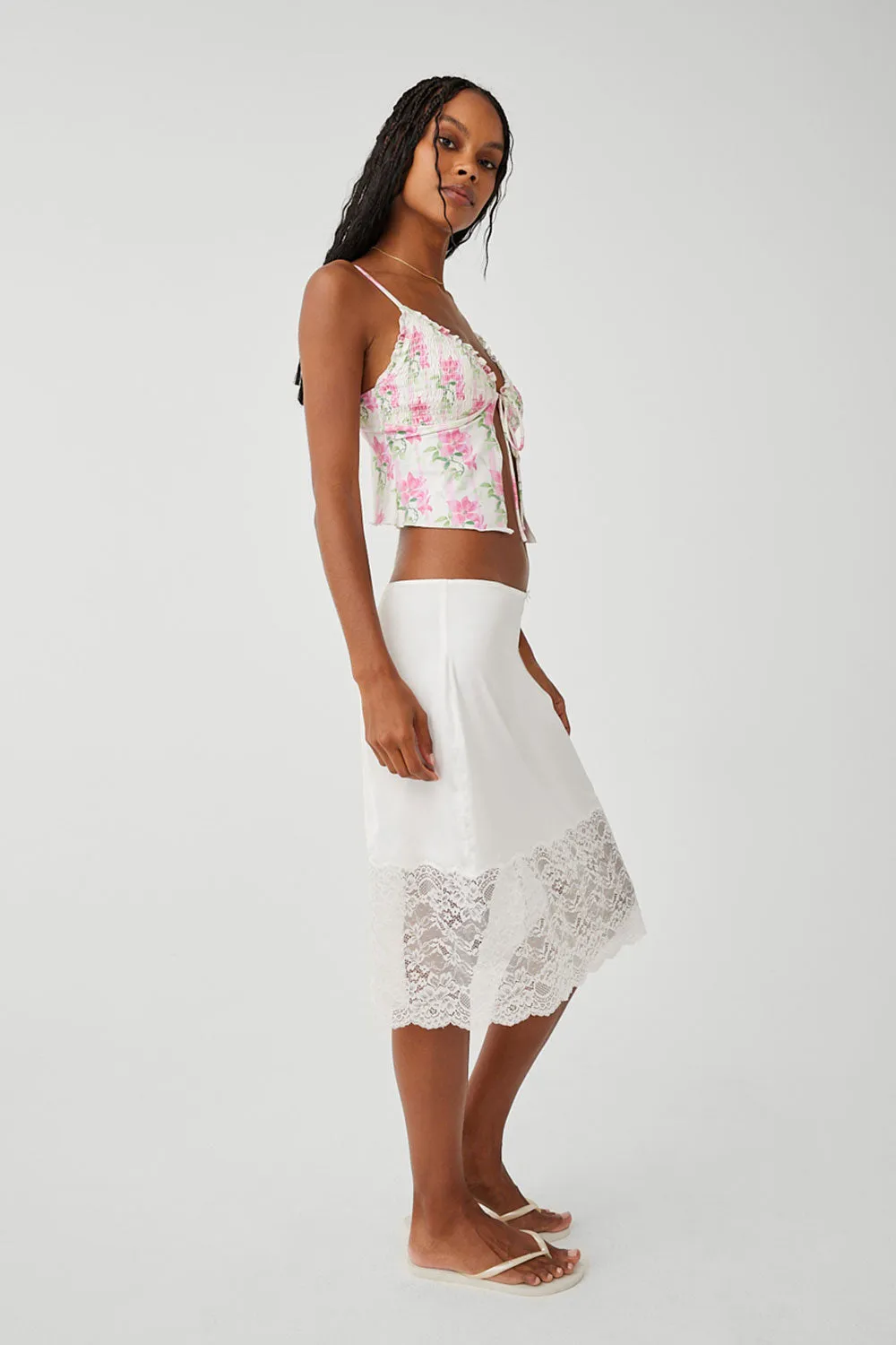 Chamomile Satin Midi Skirt - White sold by Frankie's Bikinis product image thumbnail 4