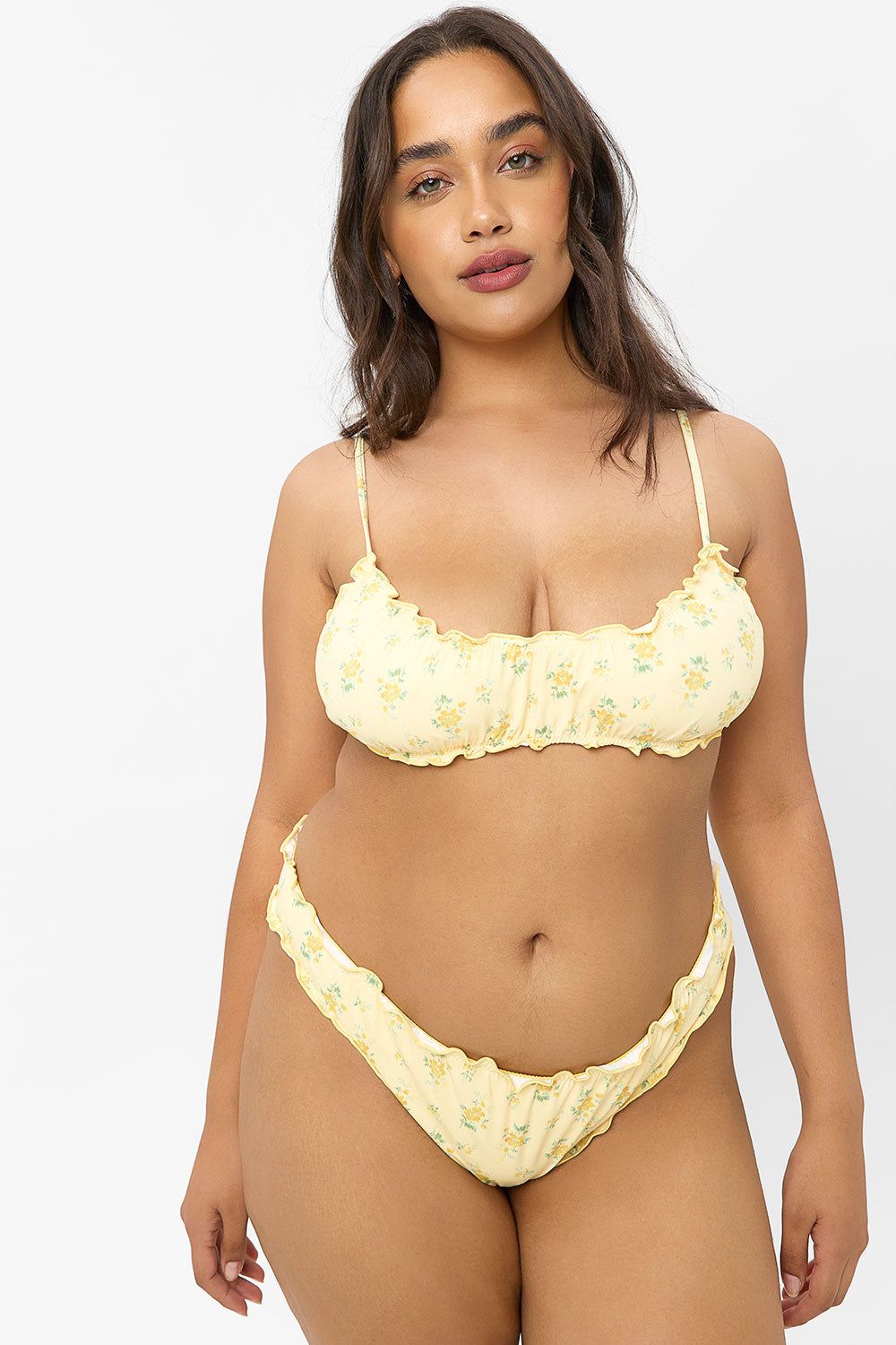 x GIGI HADID Arabelle Full Coverage Ruffle Bikini Bottom - Honeysuckle sold by Frankie's Bikinis product image thumbnail 3