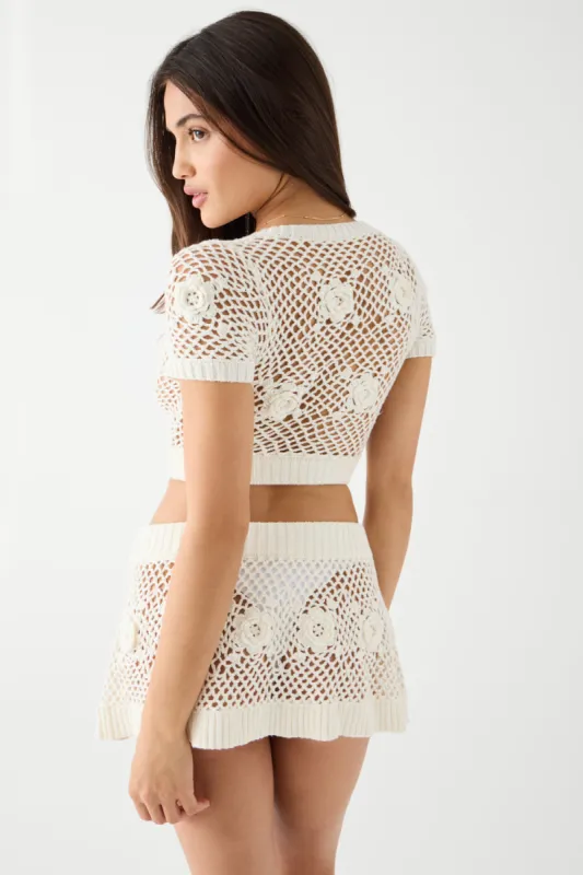 Adaline Crochet Mini Skirt - White sold by Frankie's Bikinis
