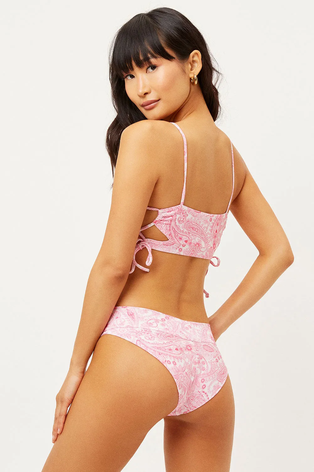 London Bandeau String Bikini Top - Pink Paisley sold by Frankie's Bikinis product image thumbnail 2