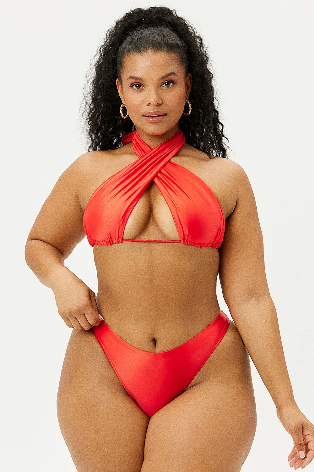 Enzo Satin Cheeky Bikini Bottom - Grenadine sold by Frankie's Bikinis product image thumbnail 3