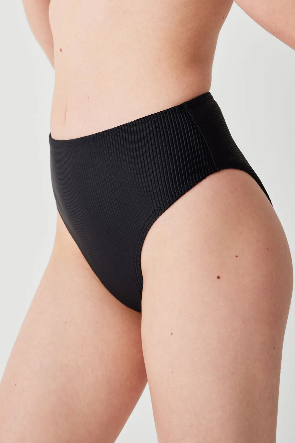 Jenna Ribbed High Waist Bikini Bottom - Black sold by Frankie's Bikinis product image thumbnail 3