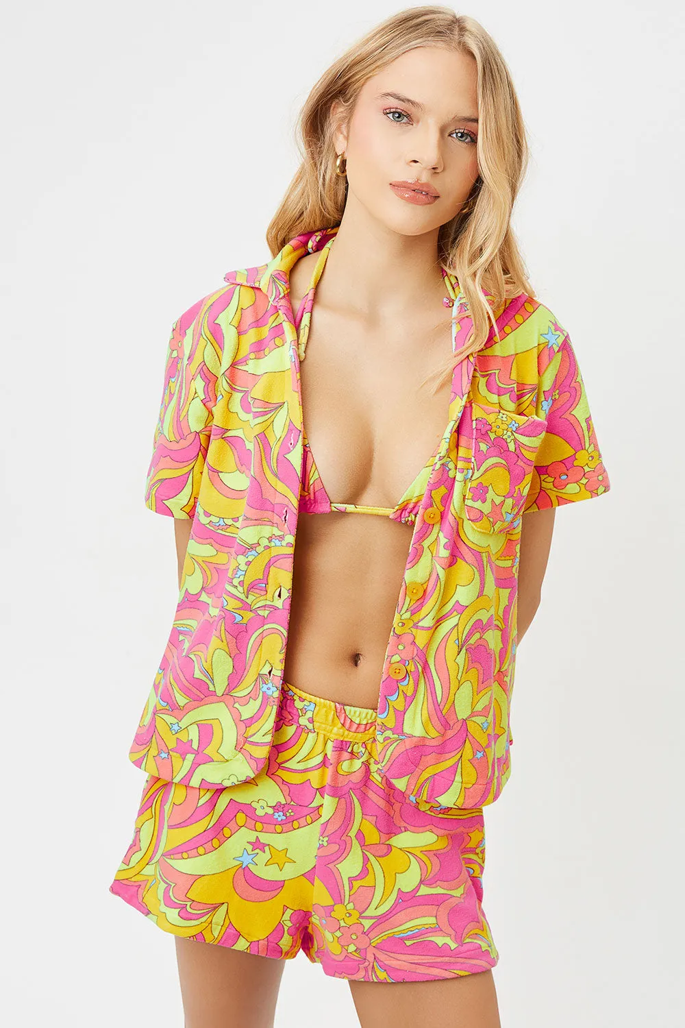 Coco Terry Button Up Shirt - Peace Terry sold by Frankie's Bikinis product image thumbnail 5