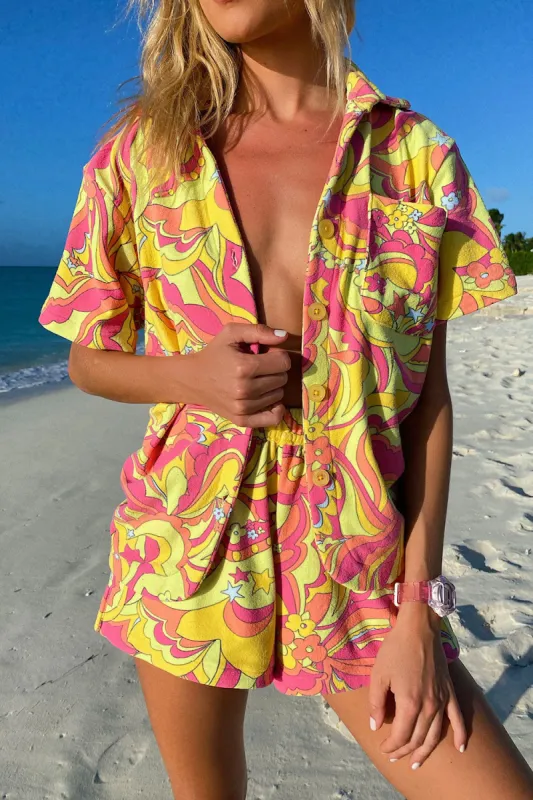 Coco Terry Button Up Shirt - Peace Terry sold by Frankie's Bikinis