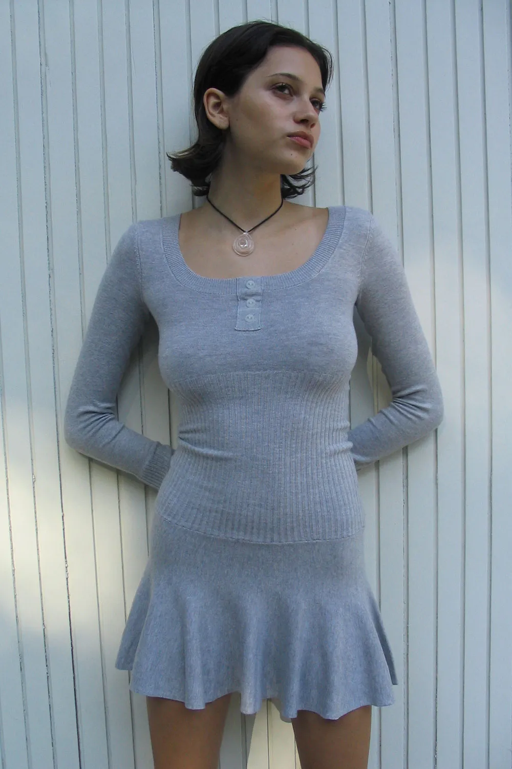 Claude Lightweight Knit Long Sleeve Dress - Heather Grey sold by Frankie's Bikinis product image thumbnail 2