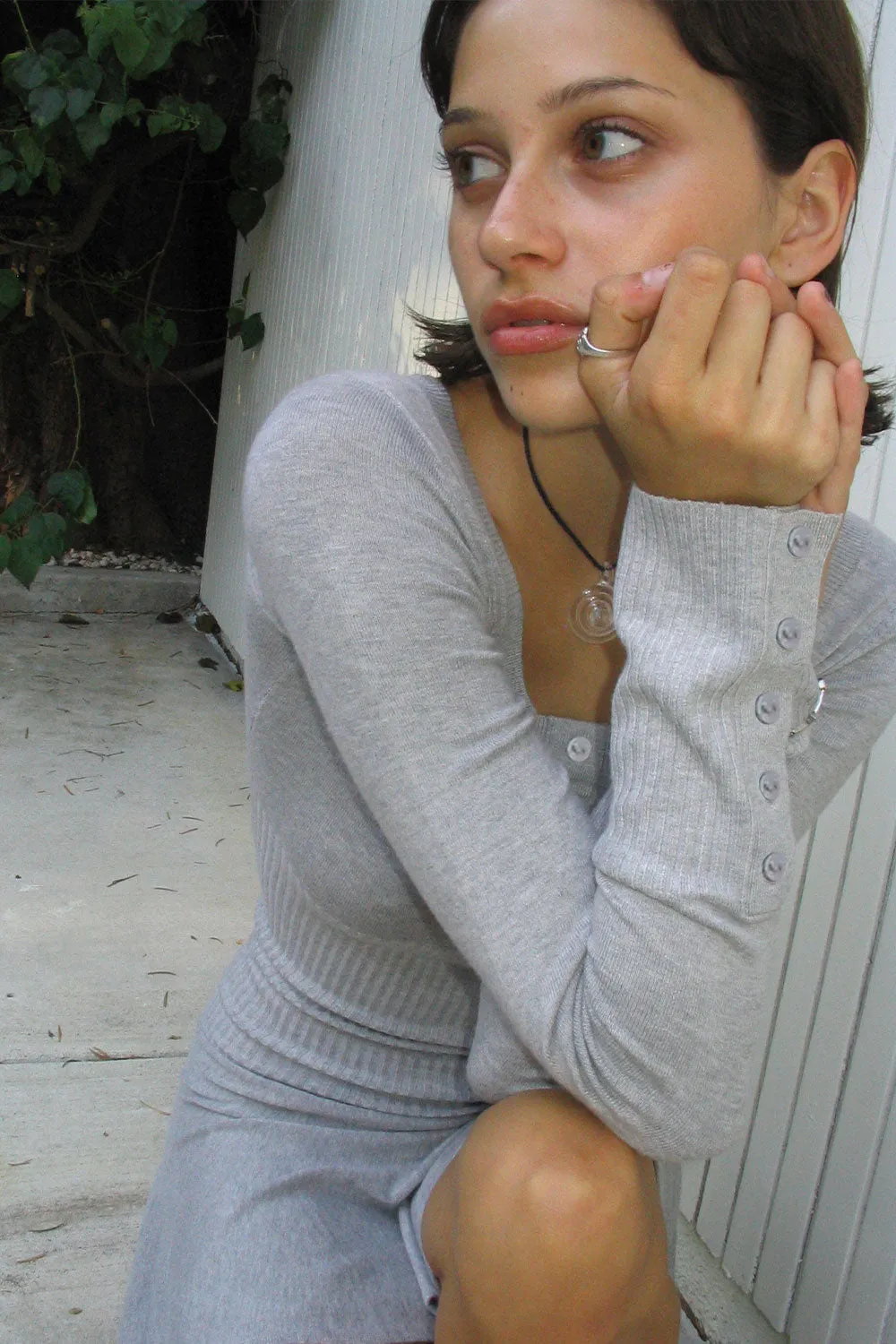 Claude Lightweight Knit Long Sleeve Dress - Heather Grey sold by Frankie's Bikinis product image thumbnail 3