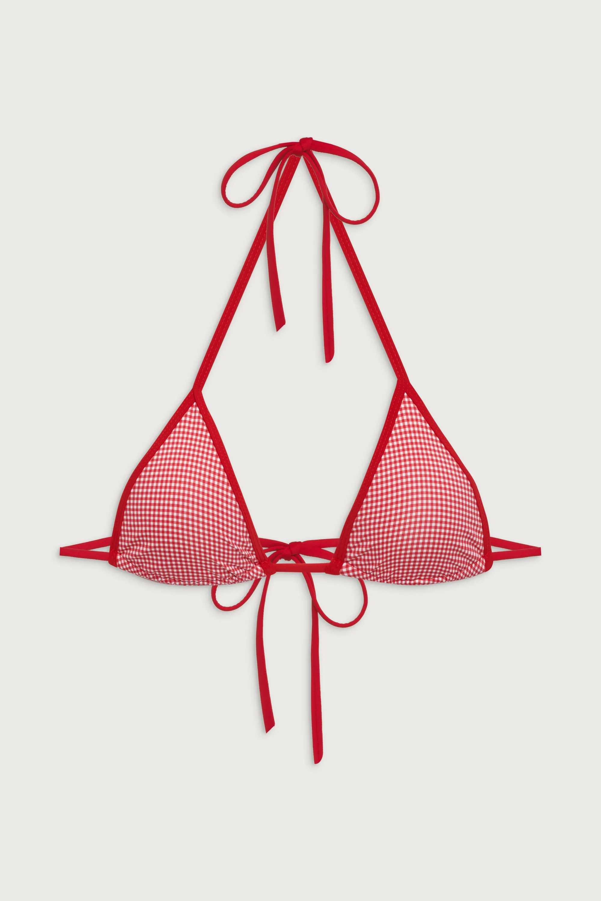 Nick Triangle Gingham Bikini Top - Ladybug Gingham sold by Frankie's Bikinis product image thumbnail 2