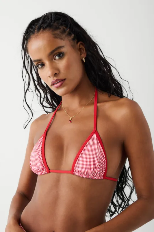Nick Triangle Gingham Bikini Top - Ladybug Gingham sold by Frankie's Bikinis