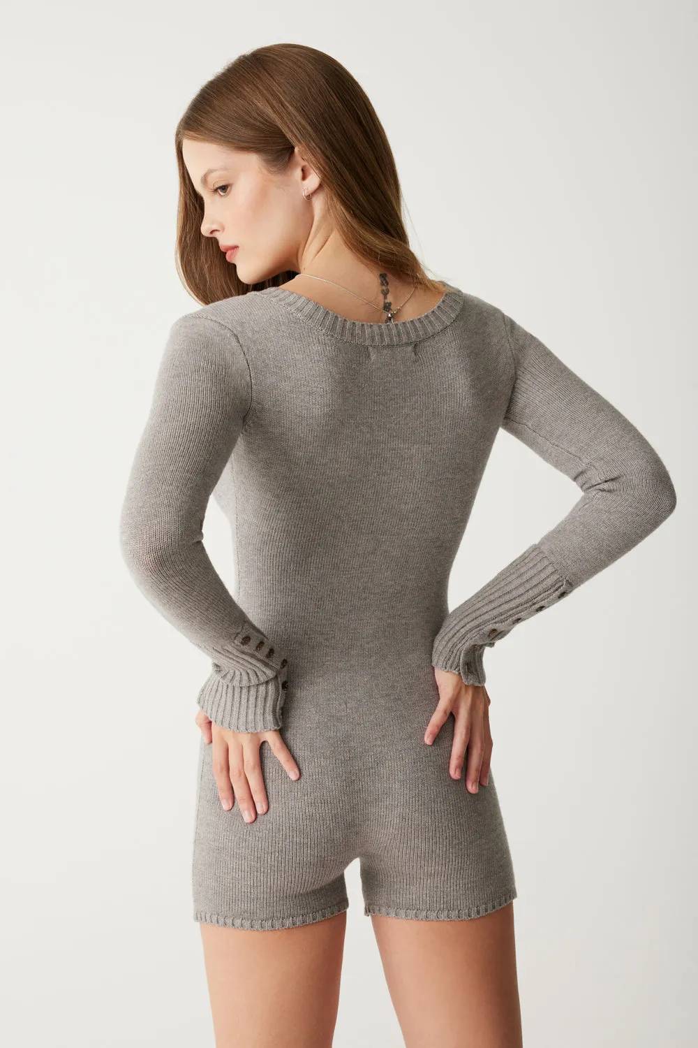 Evan Cloud Knit Long Sleeve Romper - Dark Pearl sold by Frankie's Bikinis product image thumbnail 4