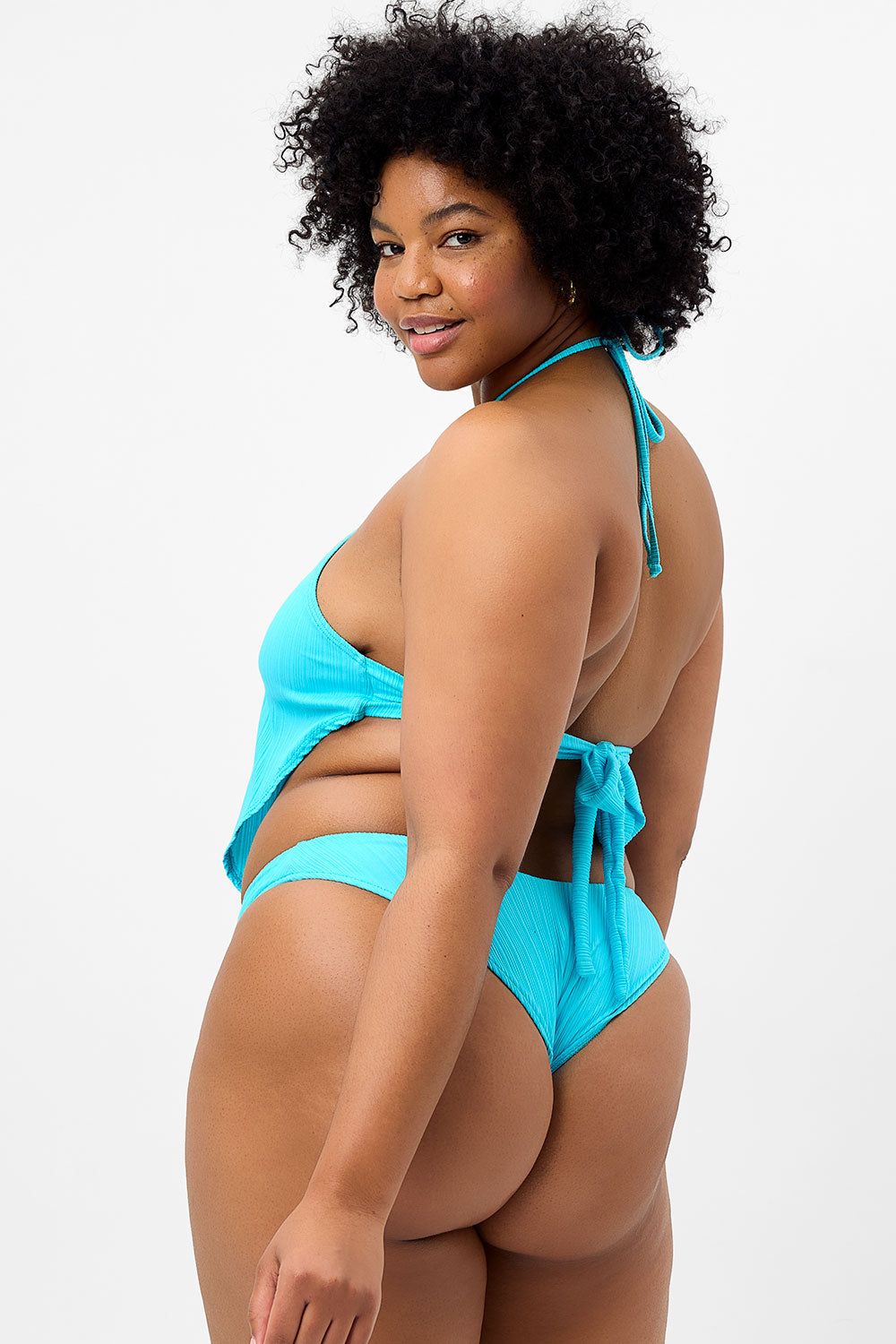 Enzo Plissé Cheeky Bikini Bottom - Aquamarine - Extended sold by Frankie's Bikinis
