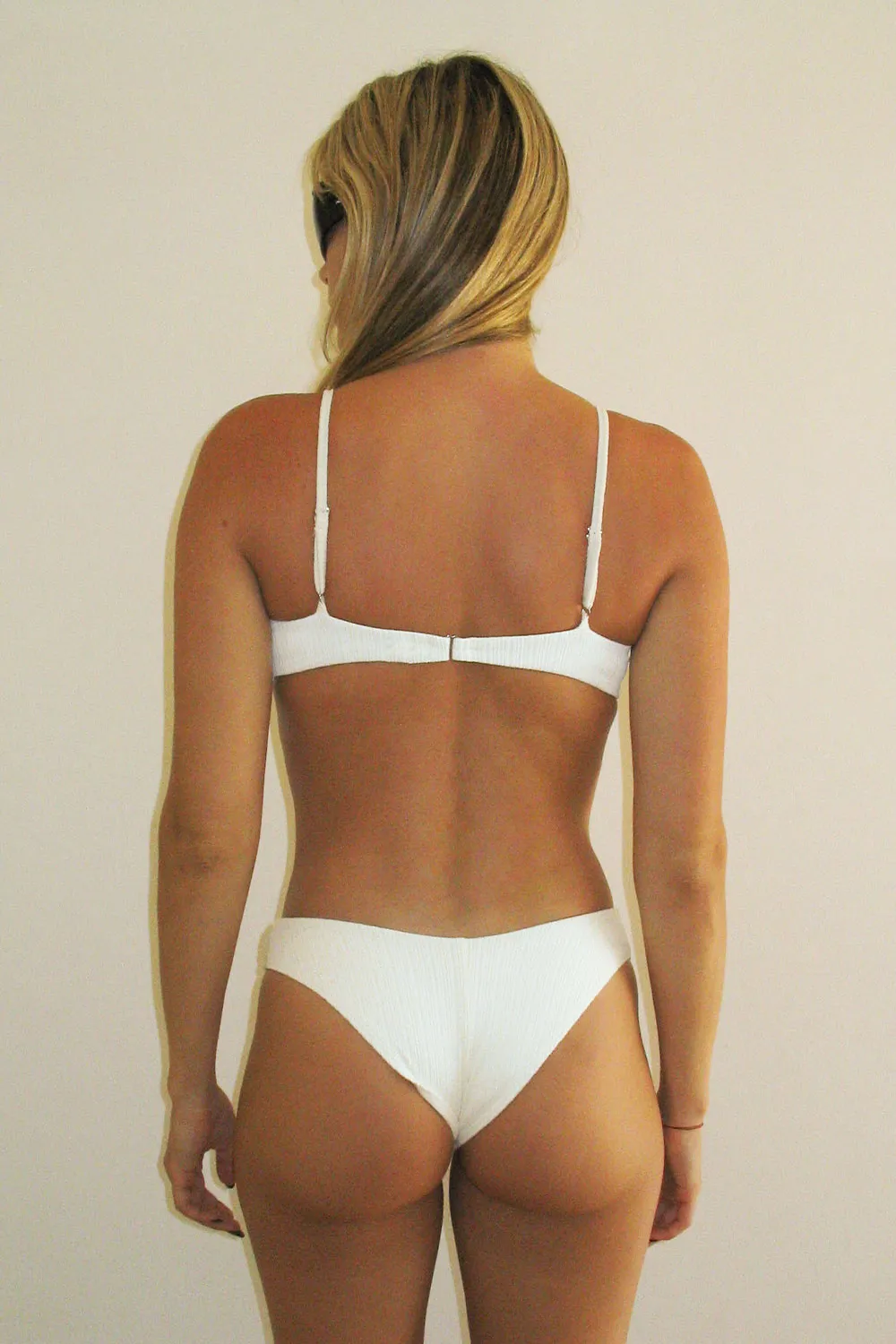 Katarina Plissé Cheeky Bikini Bottom - Optic White sold by Frankie's Bikinis product image thumbnail 2