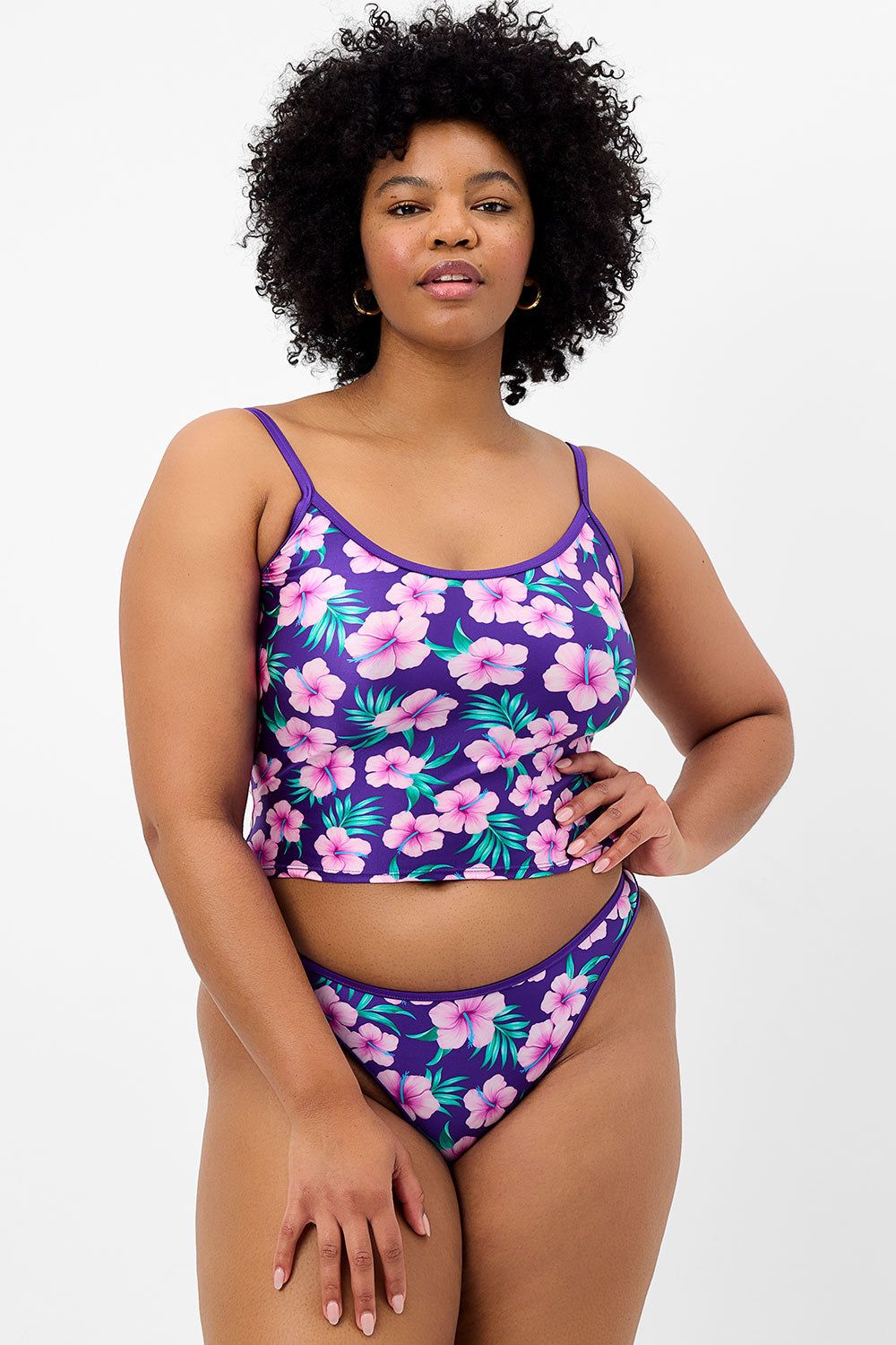 Meg Shine Tankini Bikini Top - Purple Hibiscus - Extended sold by Frankie's Bikinis