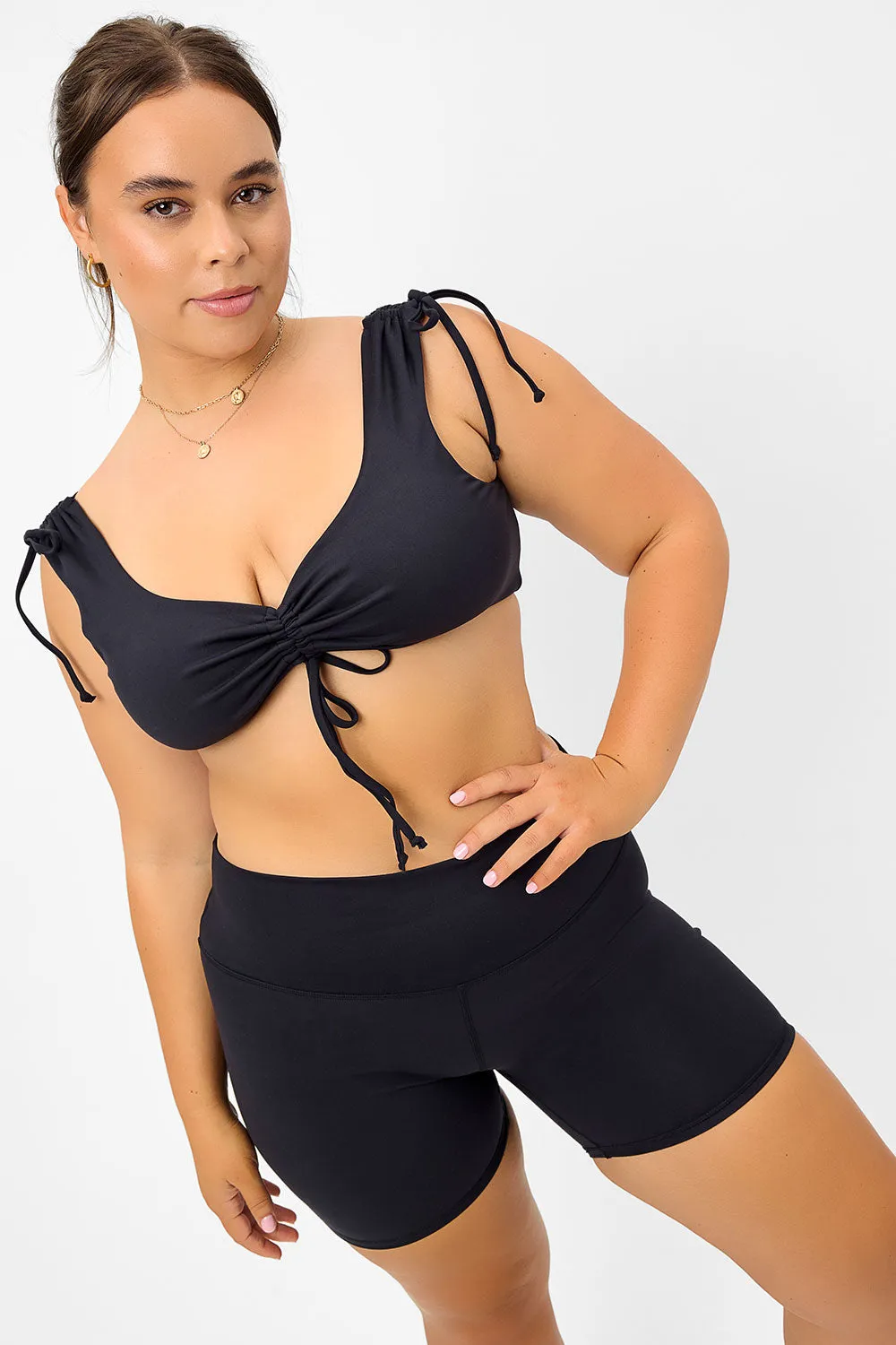 Windy Ruched Crop Top - Black sold by Frankie's Bikinis product image thumbnail 4