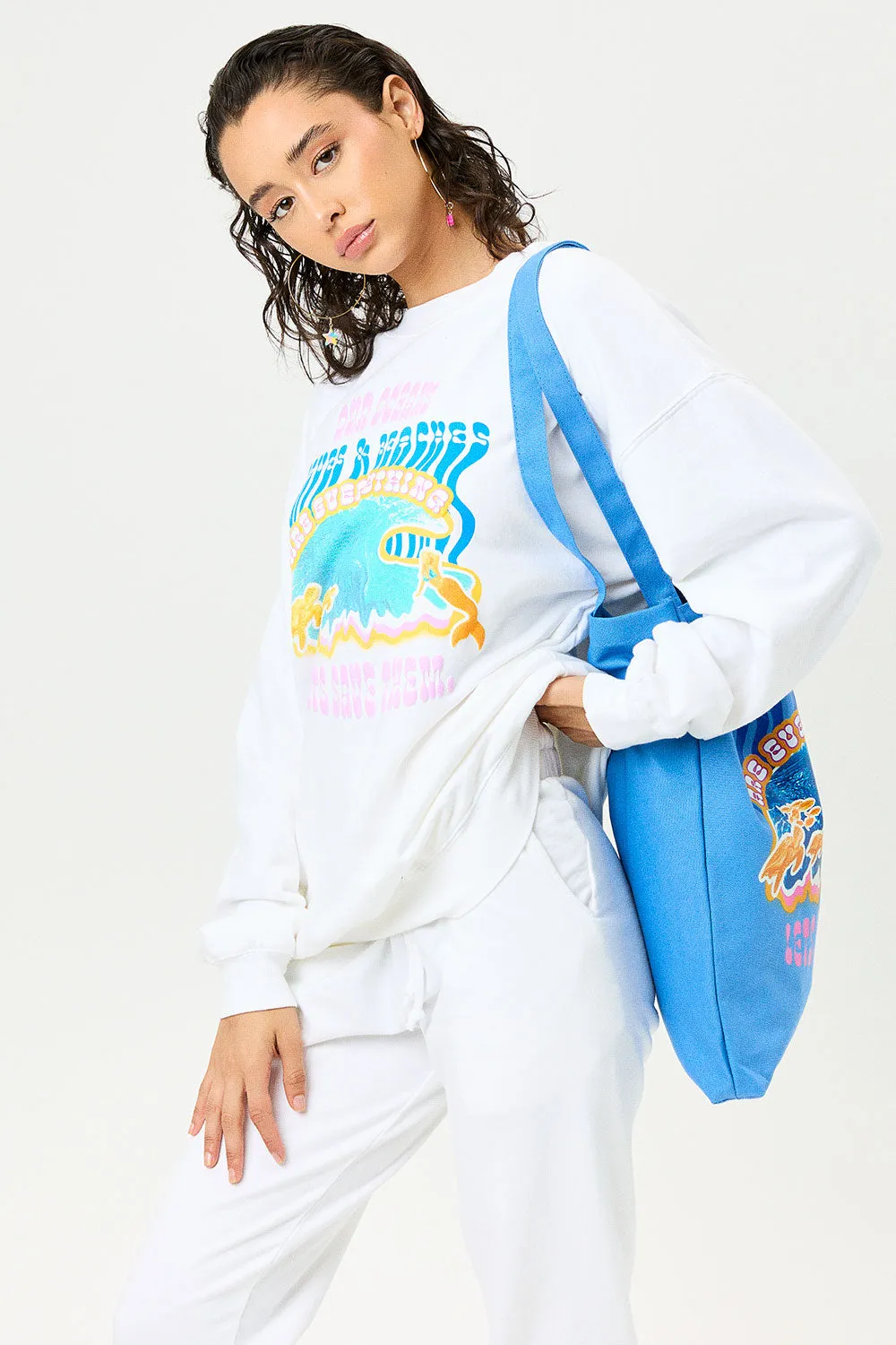 Frank Oversized Sweatpants - White Surfrider sold by Frankie's Bikinis product image thumbnail 3