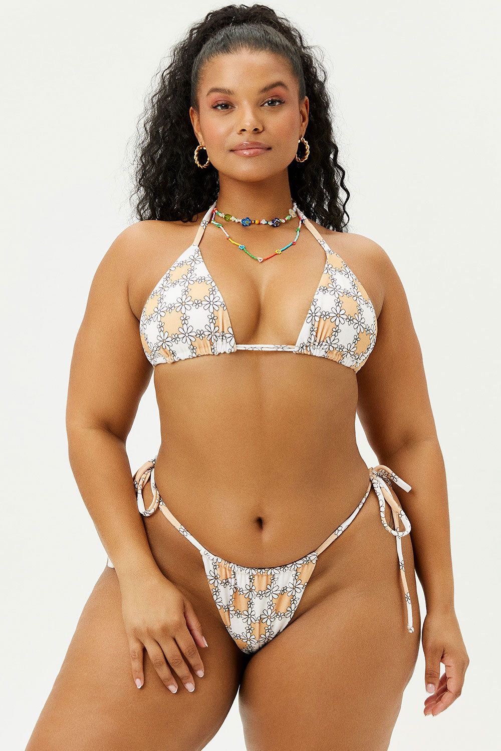 Tia Terry Triangle Bikini Top - Nude Daisy - Extended sold by Frankie's Bikinis