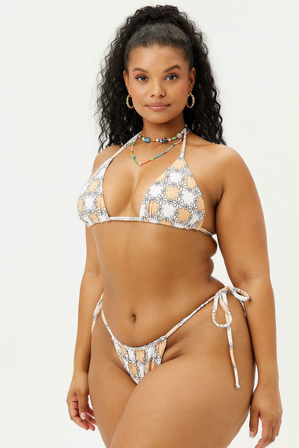 Tia Terry Triangle Bikini Top - Nude Daisy - Extended sold by Frankie's Bikinis product image thumbnail 2