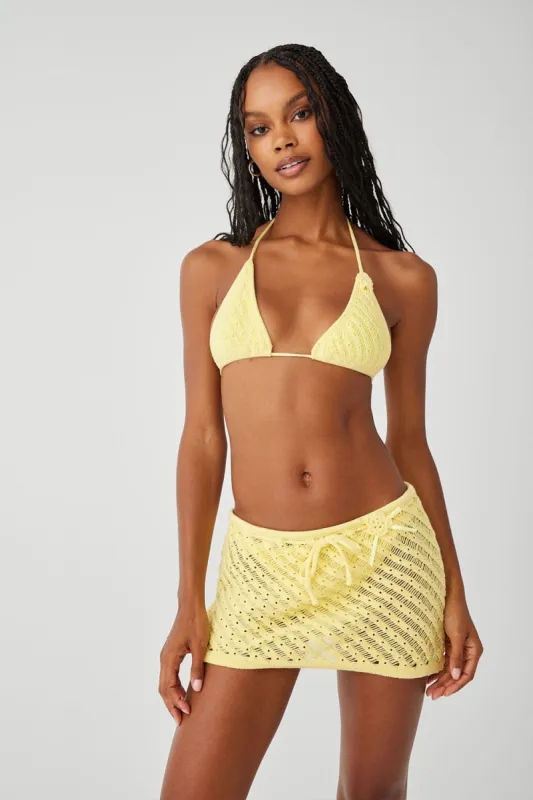 Daffodil Crochet Mini Skirt - Honey Butter sold by Frankie's Bikinis