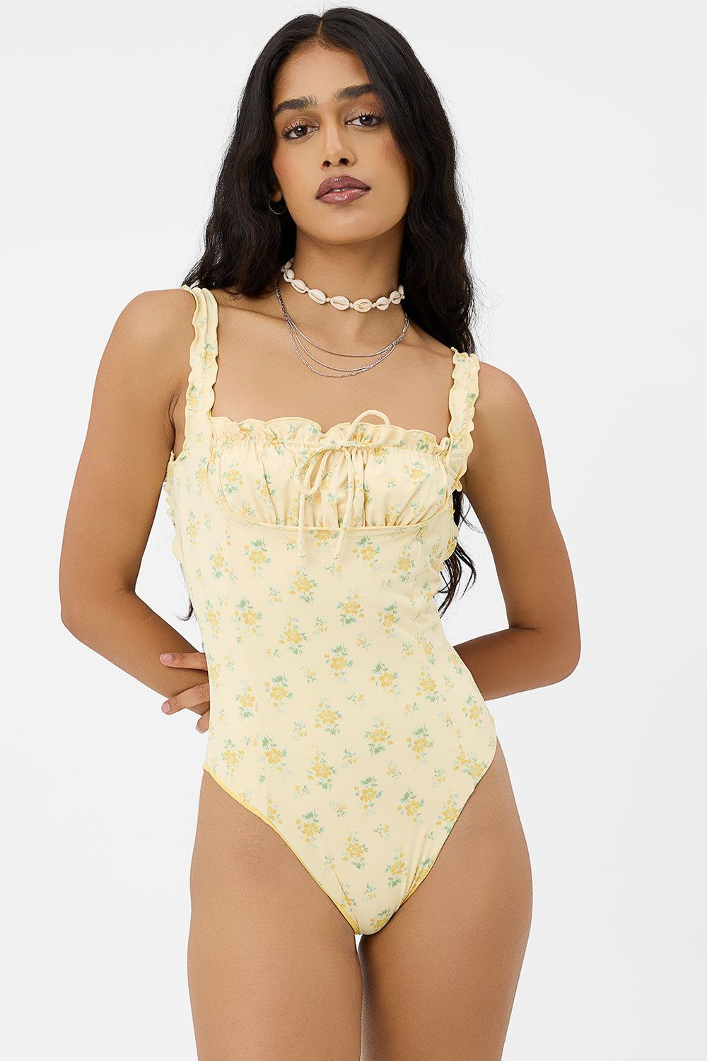 x GIGI HADID Fawn Floral Ruffle One Piece Swimsuit - Honeysuckle sold by Frankie's Bikinis product image thumbnail 4