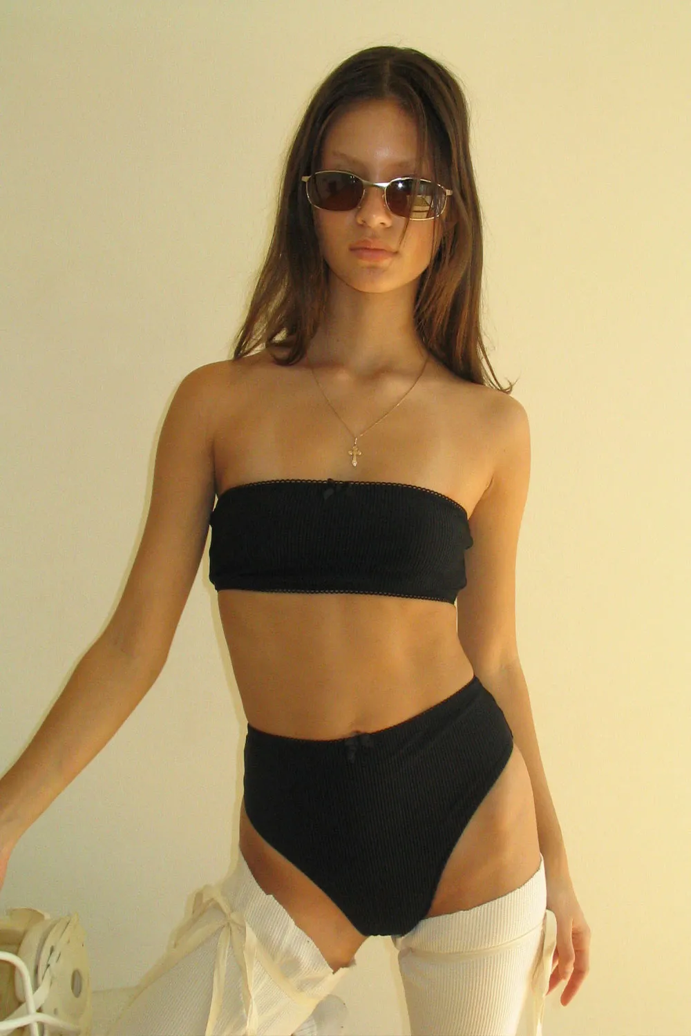 Jenna Ribbed High Waist Bikini Bottom - Midnight sold by Frankie's Bikinis product image thumbnail 5