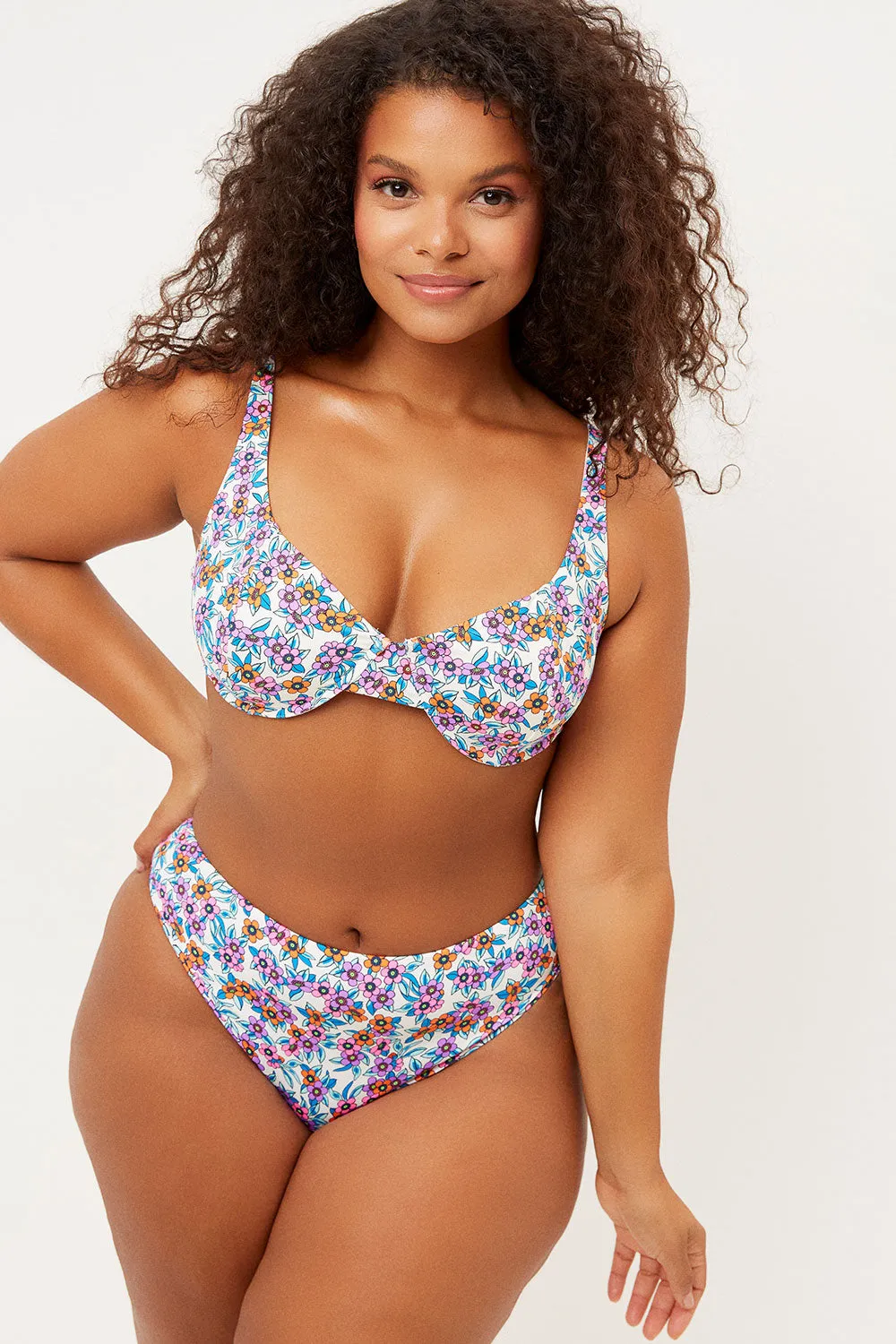Jenna High Waist High Cut Bikini Bottom - Flower Farm sold by Frankie's Bikinis product image thumbnail 3