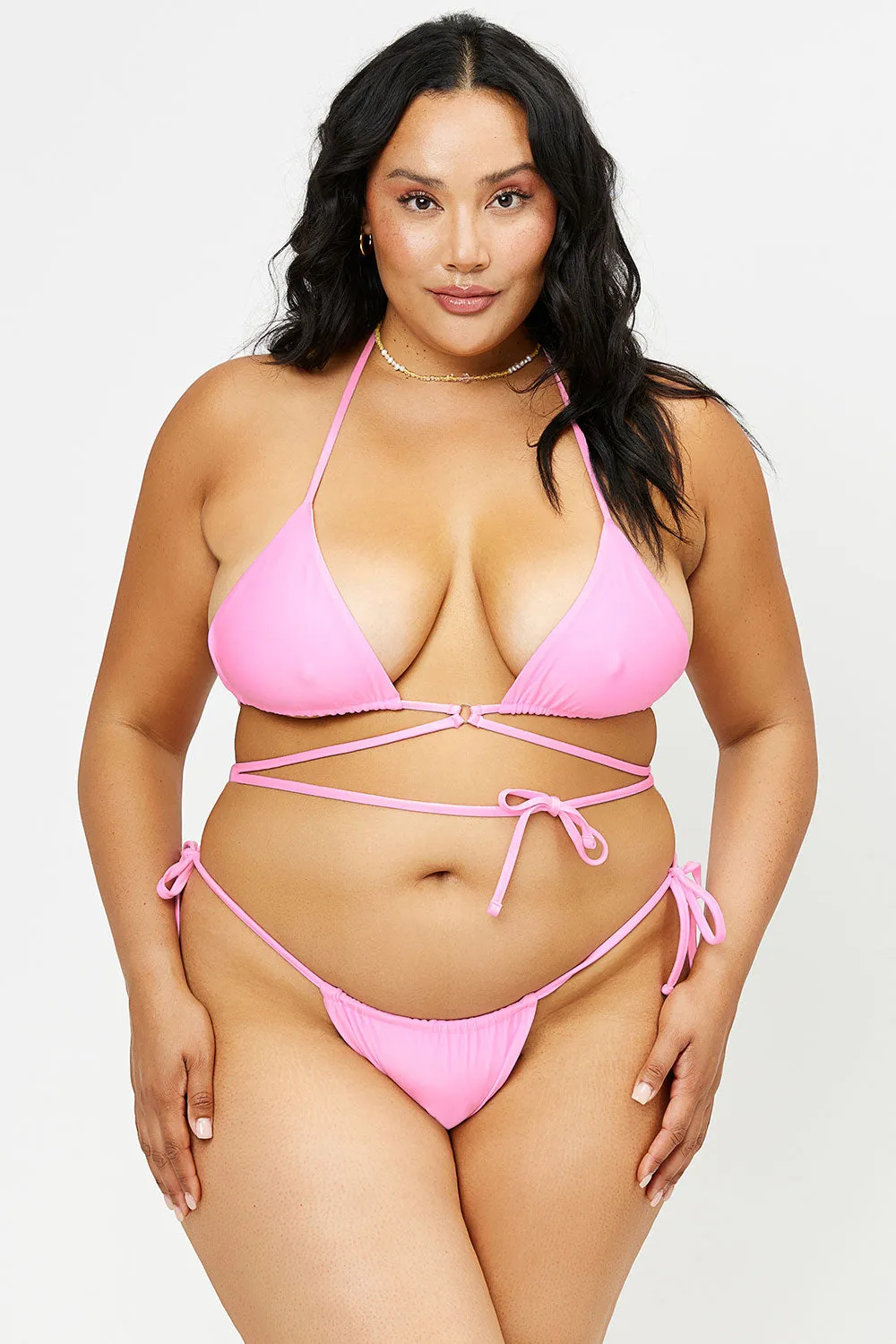 Tia Satin String Bikini Bottom - 90's Pink sold by Frankie's Bikinis product image thumbnail 3