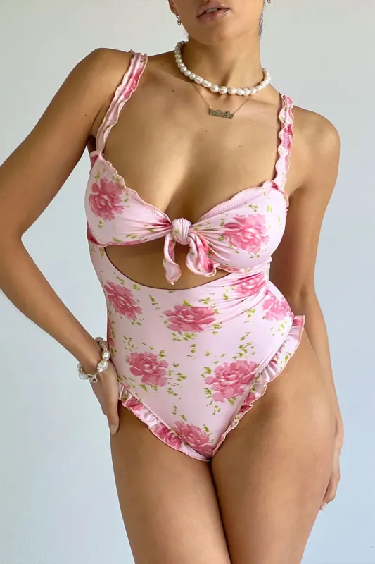 x SYDNEY SWEENEY Lucia Ruffle One Piece Swimsuit - Amore Mio sold by Frankie's Bikinis