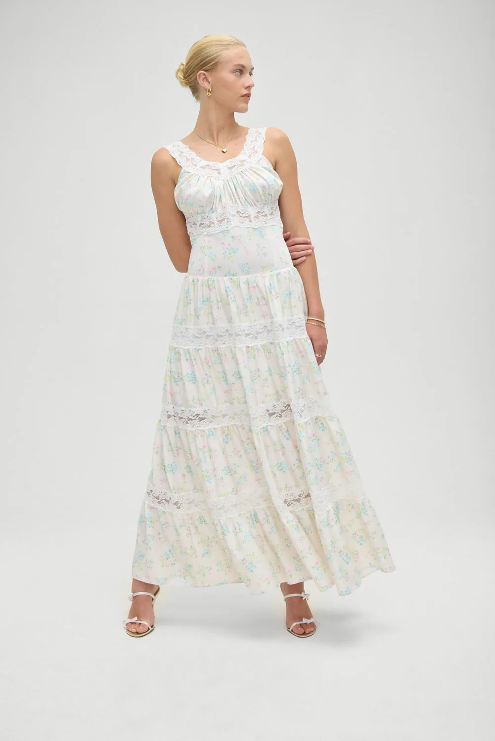 Dakota Floral Satin Maxi Dress - French Riviera sold by Frankie's Bikinis product image thumbnail 4