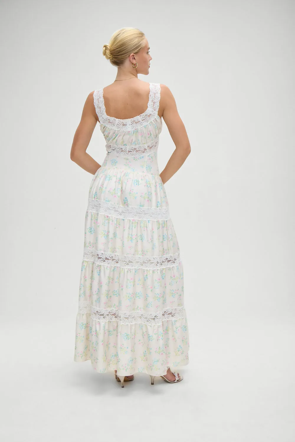 Dakota Floral Satin Maxi Dress - French Riviera sold by Frankie's Bikinis product image thumbnail 2