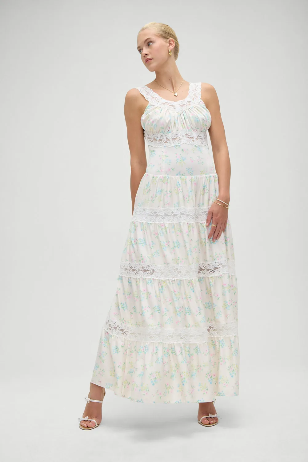 Dakota Floral Satin Maxi Dress - French Riviera sold by Frankie's Bikinis