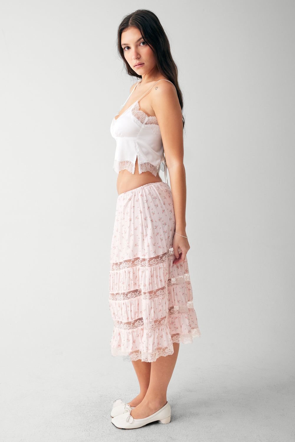 Solstice Floral Midi Skirt - Baby Bouquet Pink sold by Frankie's Bikinis product image thumbnail 4