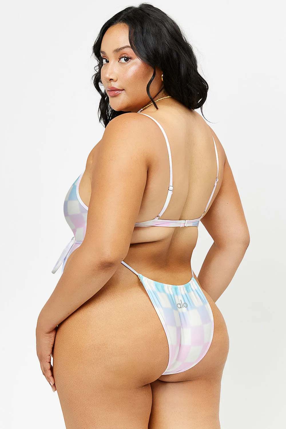Croft Satin Cheeky One Piece Swimsuit - Pastel Checker sold by Frankie's Bikinis product image thumbnail 3