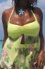 Luna Floral Halter Top - Mojito sold by Frankie's Bikinis