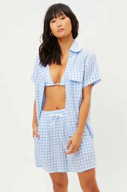 Lou Button Up Top - Bluebell sold by Frankie's Bikinis