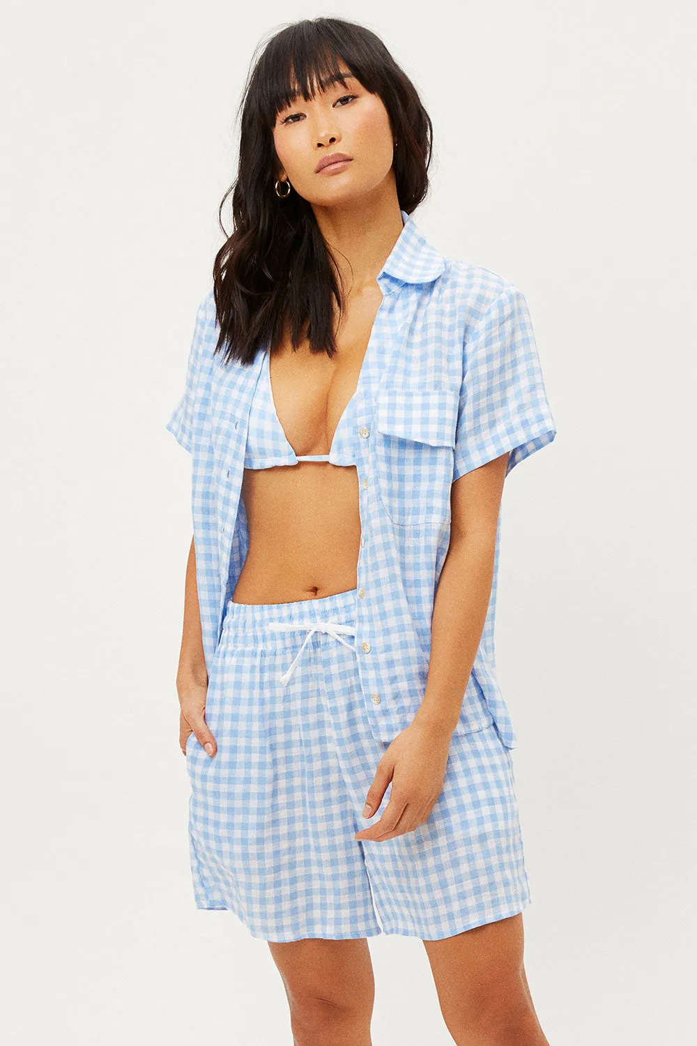 Lou Button Up Top - Bluebell sold by Frankie's Bikinis
