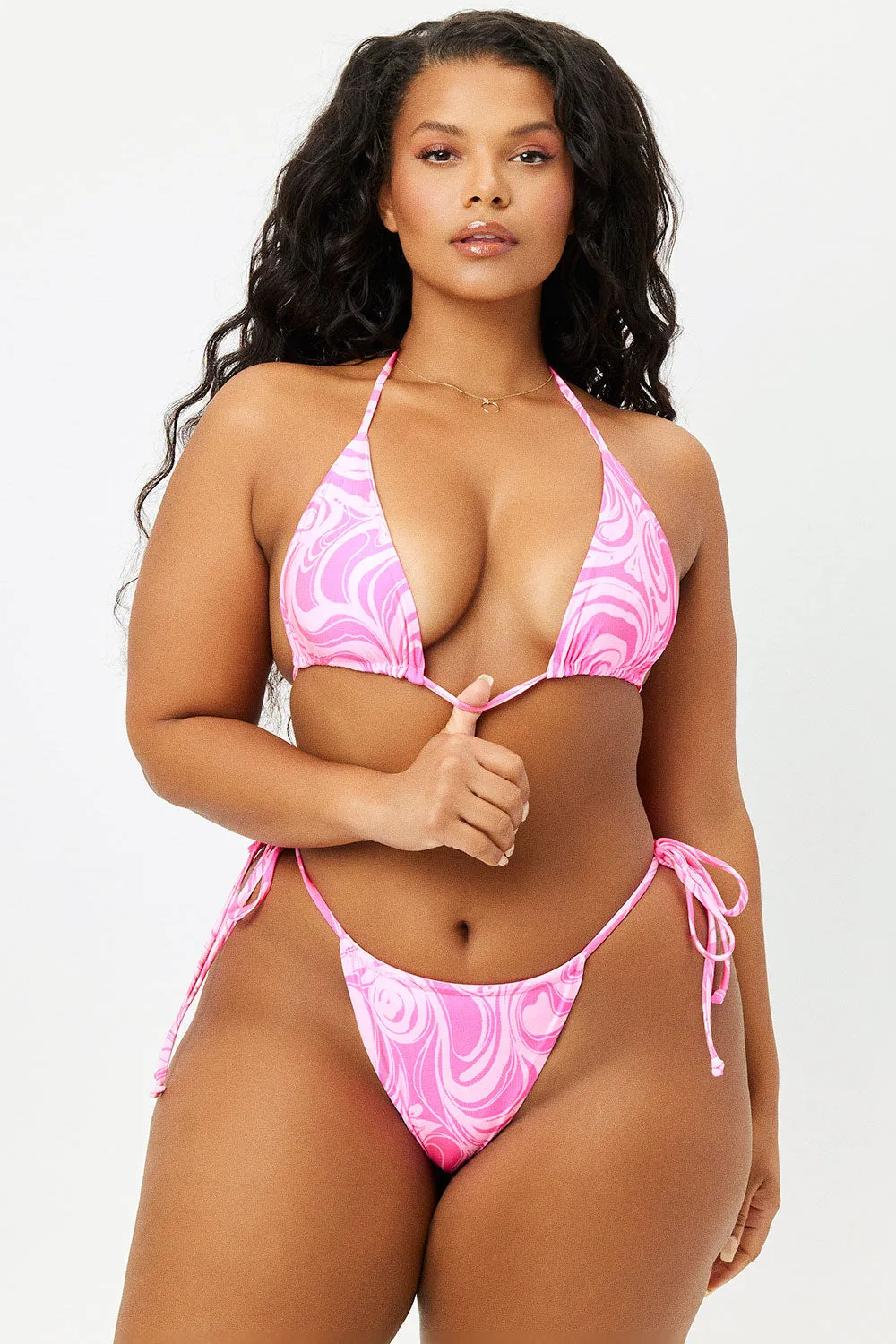 Tia String Satin Bikini Bottom - Candyland sold by Frankie's Bikinis product image thumbnail 3