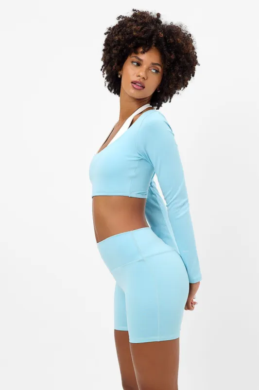 Speedy Long Sleeve Crop Top - Baby Blue sold by Frankie's Bikinis