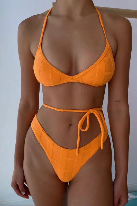 Boardwalk Terry String Bikini Top - Checkmate sold by Frankie's Bikinis