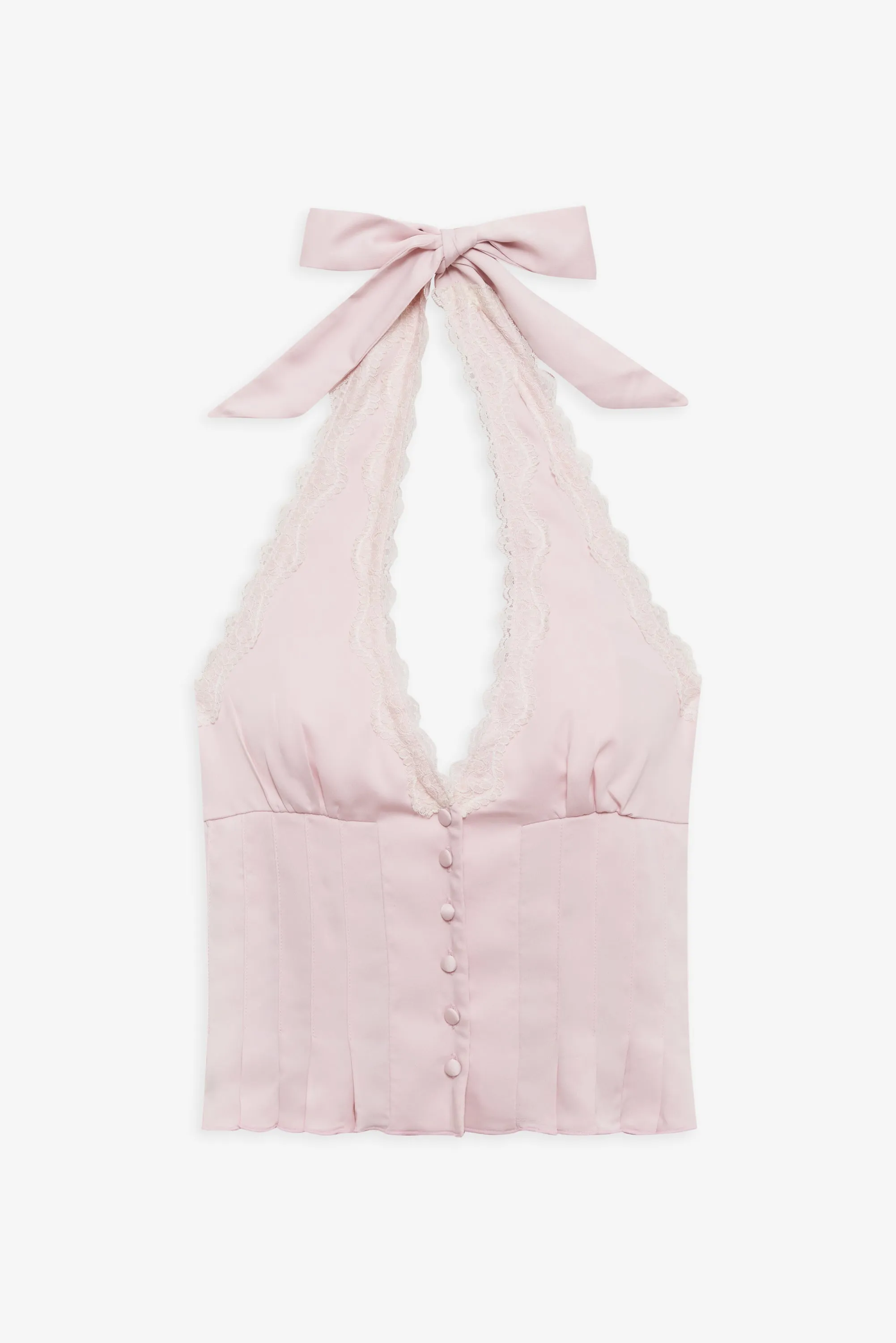 Angeline Satin Halter Top - Pink Porcelain sold by Frankie's Bikinis product image thumbnail 3