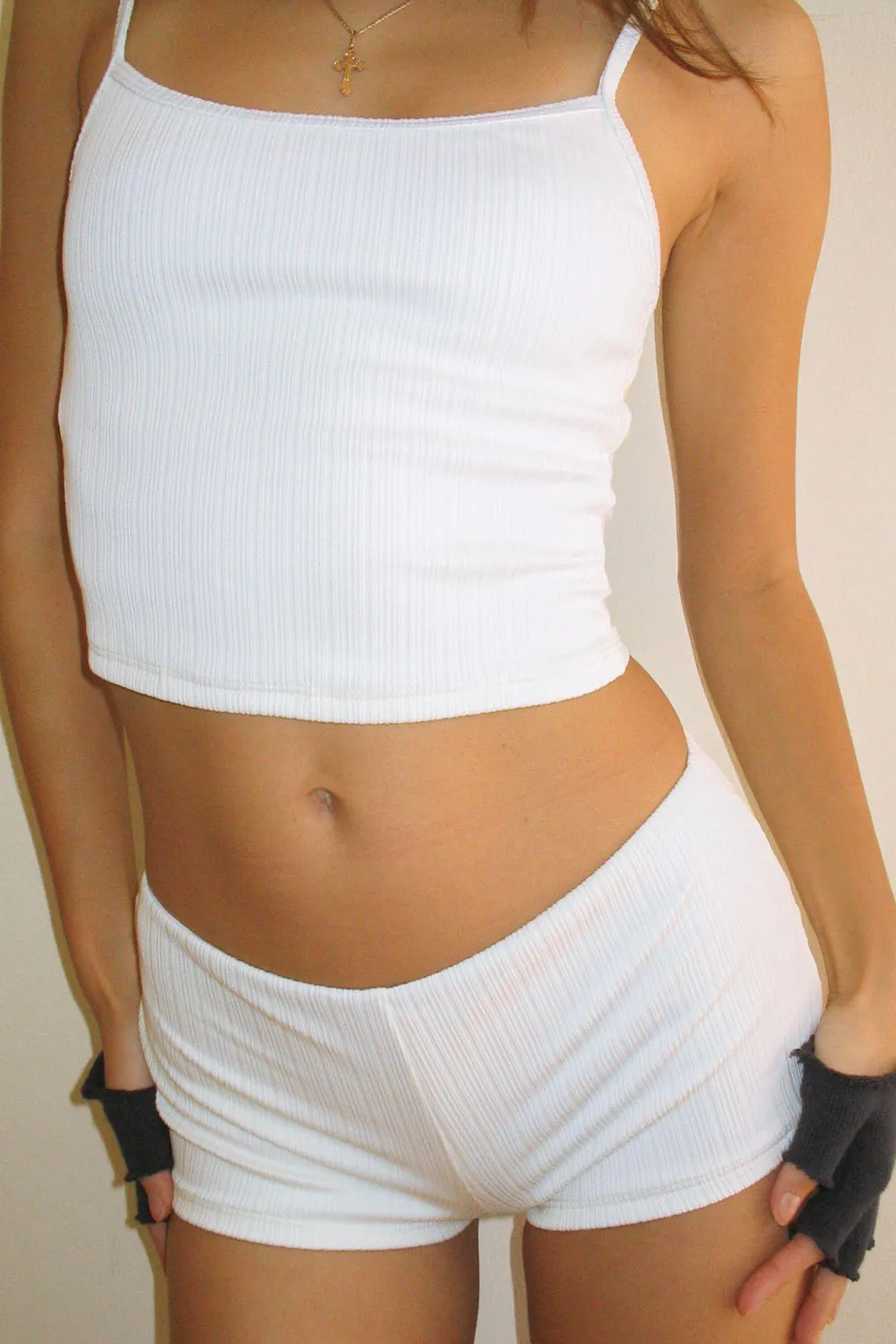 Genevieve Plissé Full Coverage Bikini Bottom - Optic White sold by Frankie's Bikinis product image thumbnail 3