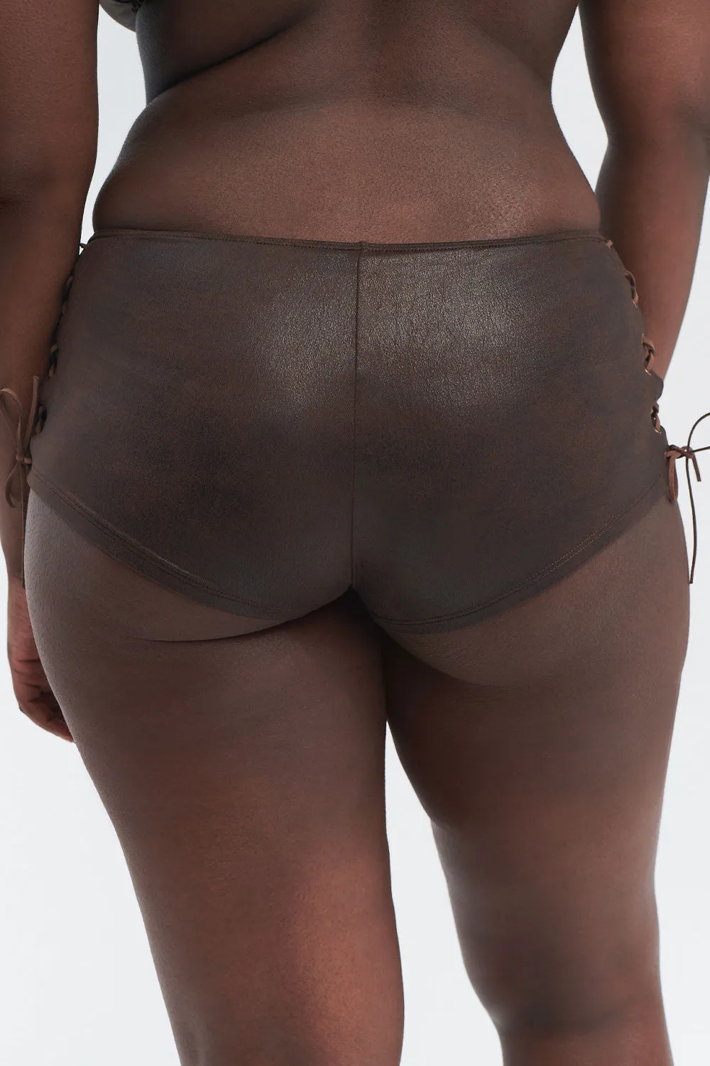 Genevieve Leather Look Full Coverage Boy Short - Cocoa sold by Frankie's Bikinis product image thumbnail 3