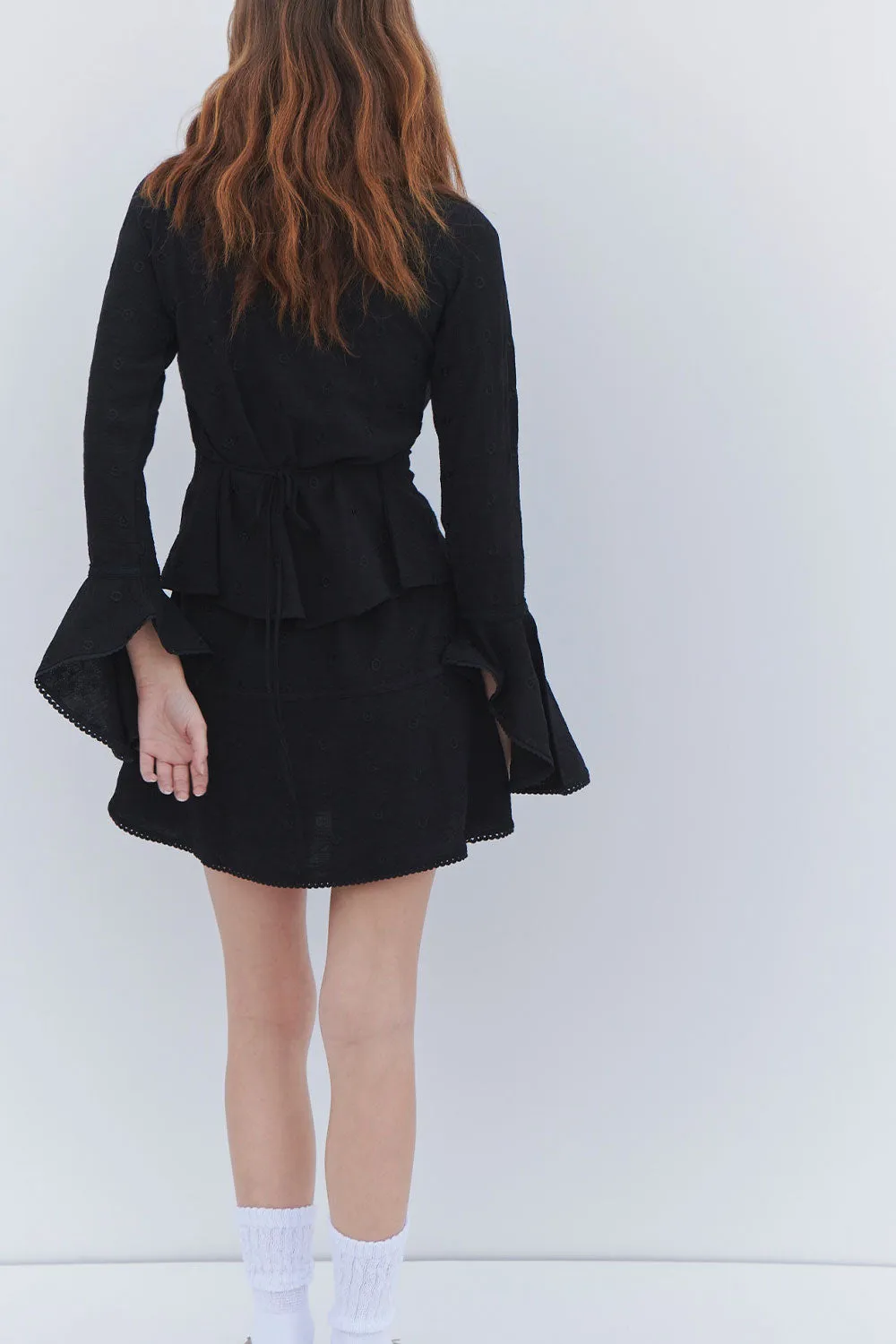Anabelle Eyelet Long Sleeve Shirt - Black sold by Frankie's Bikinis product image thumbnail 5