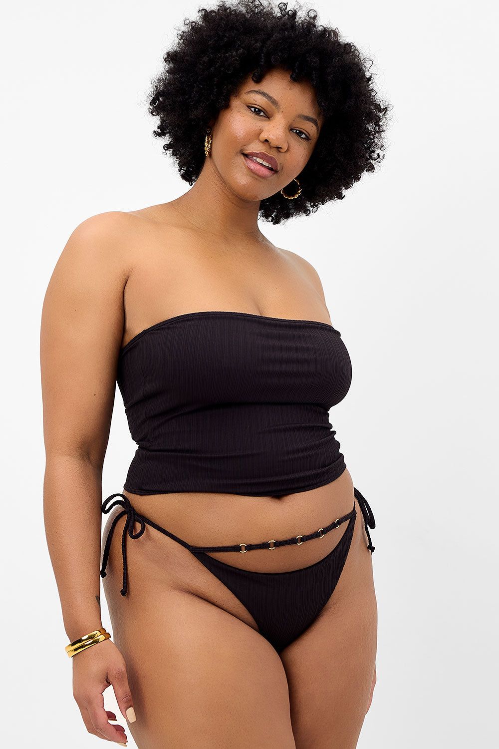 Keira Plissé Cheeky Bikini Bottom - Black - Extended sold by Frankie's Bikinis product image thumbnail 2