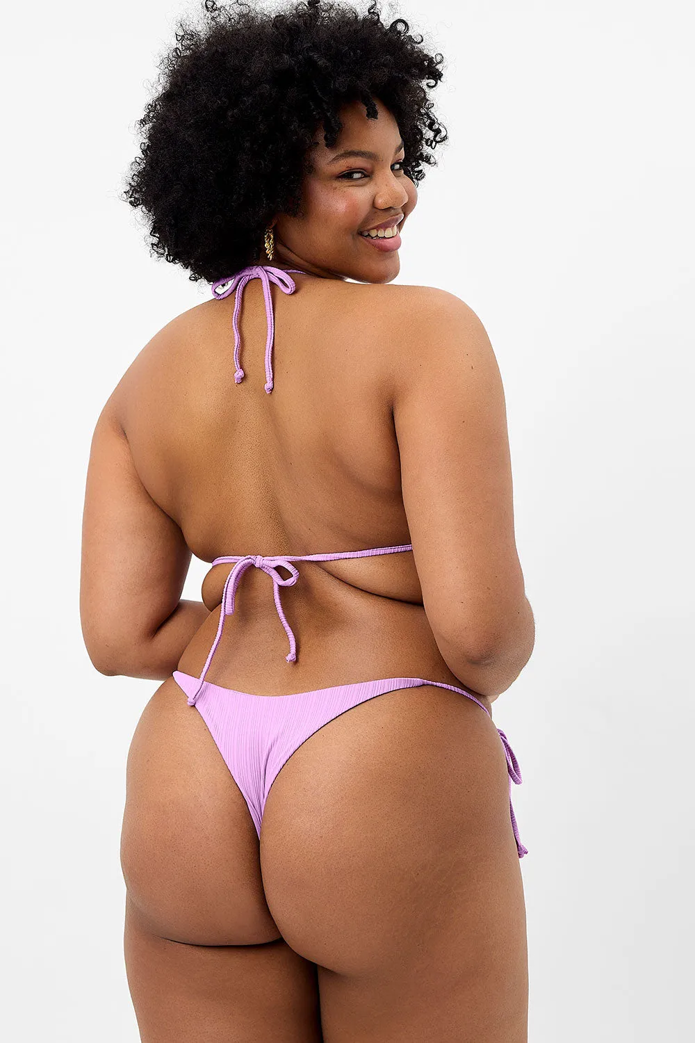 Sky Plissé String Bikini Bottom - Wisteria sold by Frankie's Bikinis product image thumbnail 2